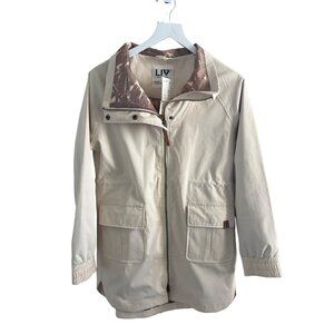 Liv Outdoor Womens Natural Beige Lightweight Jacket W/ Tropical Print Lining